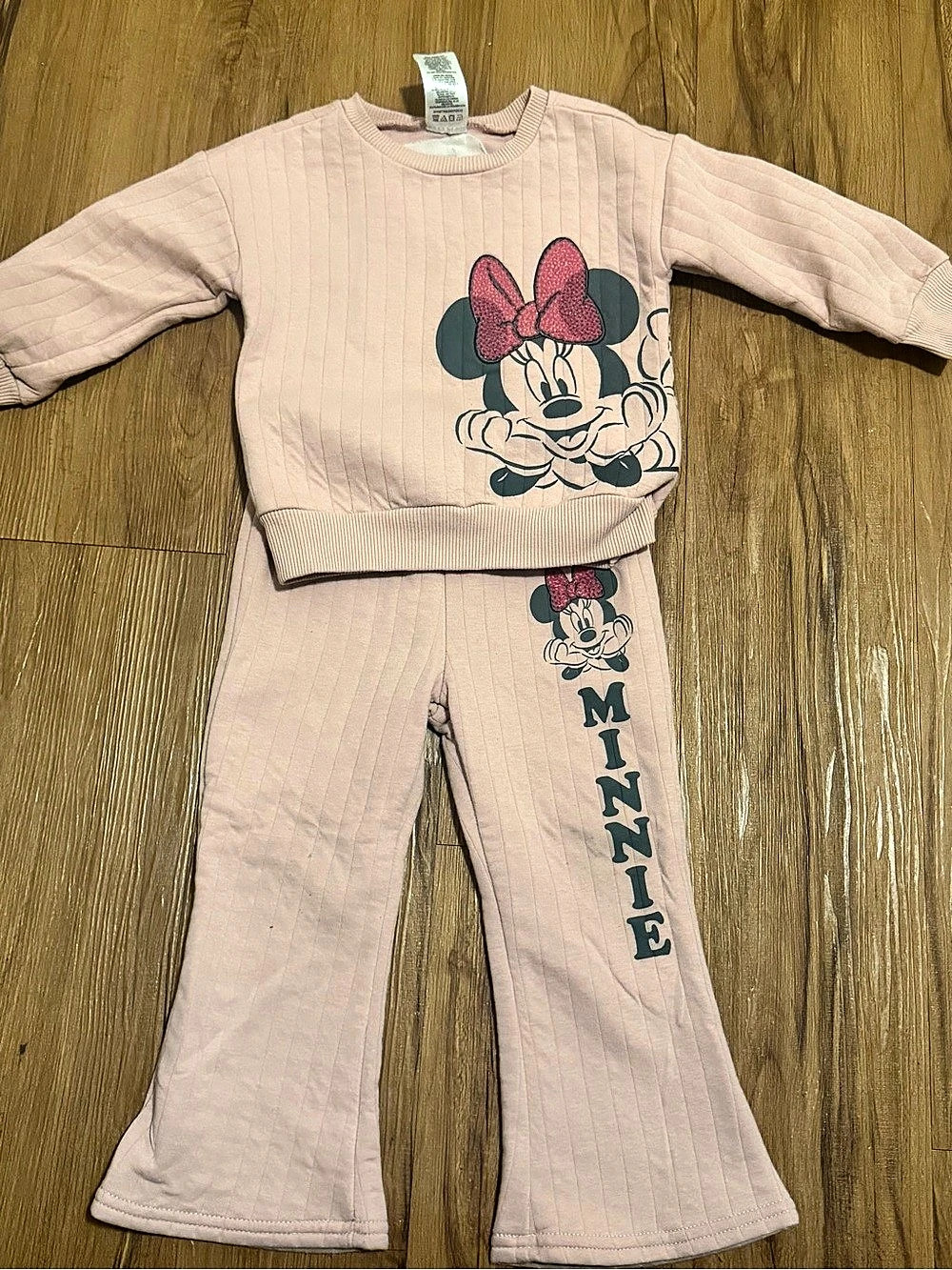 Disney Minnie Mouse Fleece Pullover Sweatshirt and Ribbed Flare Leggings Outfit
